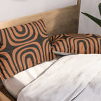 Midcentury Modern Rust and Black Confaab Abstract Pattern Pillow Sham Gallery Image 2
