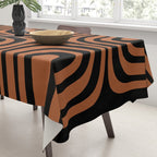 Midcentury Modern Rust and Black Confaab Abstract Pattern Tablecloth Gallery Image 3