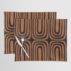 Midcentury Modern Rust and Black Confaab Abstract Pattern Placemat Gallery Image 1