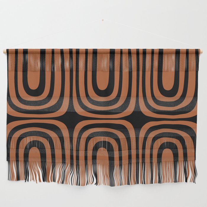 Midcentury Modern Rust and Black Confaab Abstract Pattern Wall Hanging Gallery Image 1