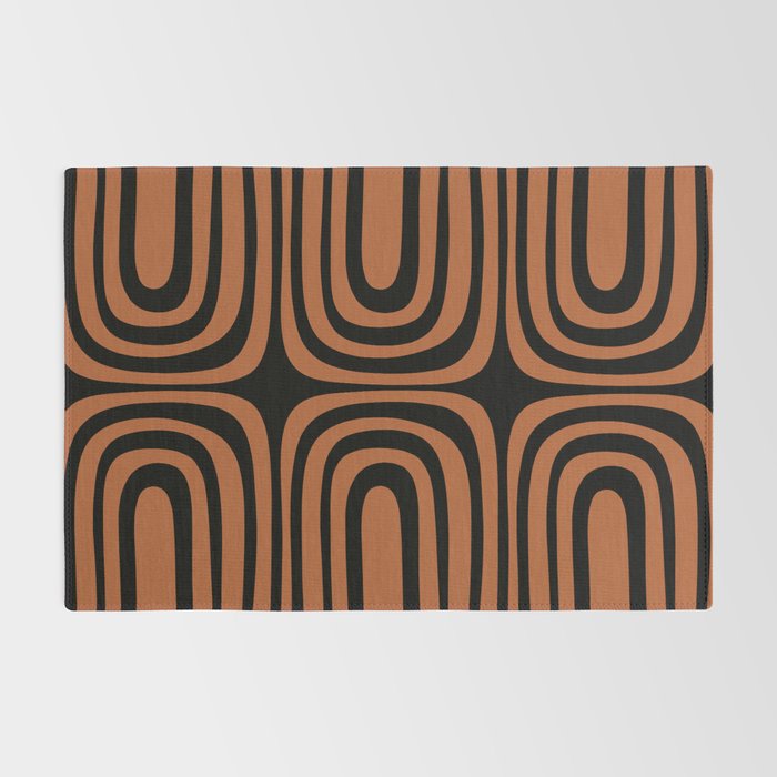 Midcentury Modern Rust and Black Confaab Abstract Pattern Rug Gallery Image 2