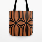 Midcentury Modern Rust and Black Confaab Abstract Pattern Tote Bag Gallery Image 1