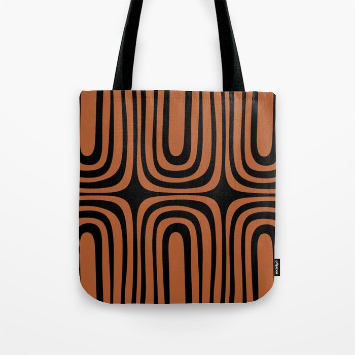 Midcentury Modern Rust and Black Confaab Abstract Pattern Tote Bag Gallery Image 1