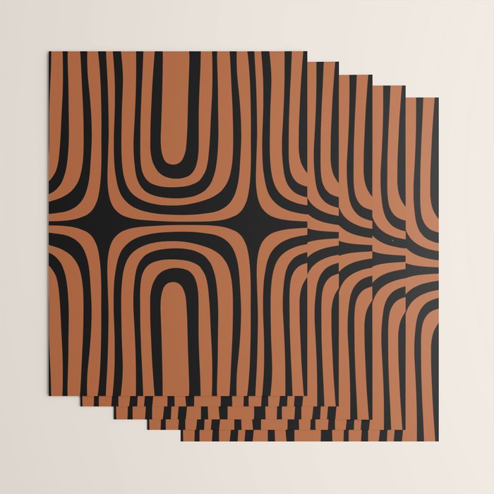 Midcentury Modern Rust and Black Confaab Abstract Pattern Wrapping Paper Gallery Image 3