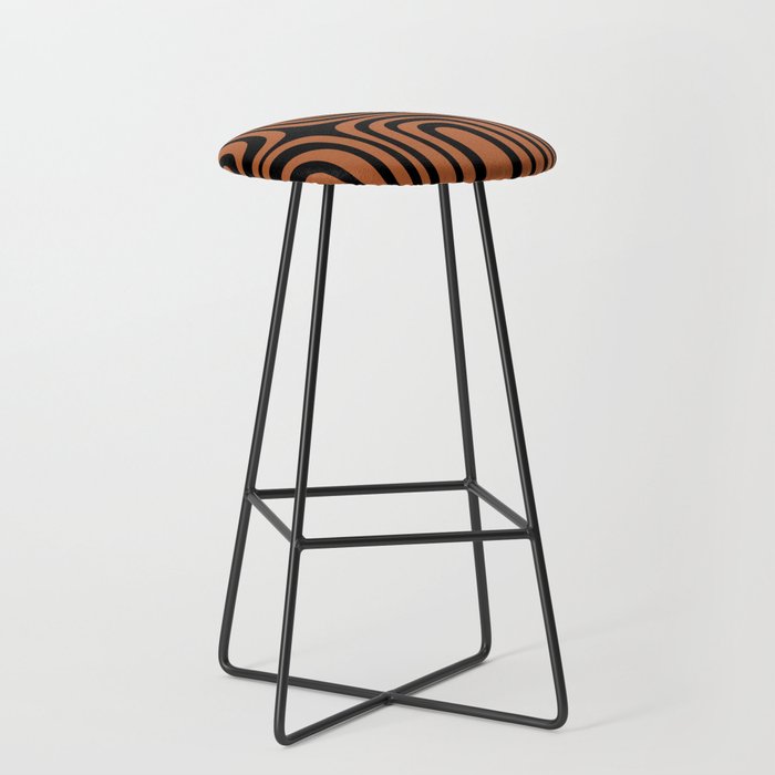 Midcentury Modern Rust and Black Confaab Abstract Pattern Stool Gallery Image 1