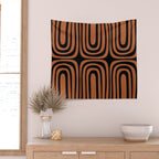 Midcentury Modern Rust and Black Confaab Abstract Pattern Wall Tapestry Gallery Image 2