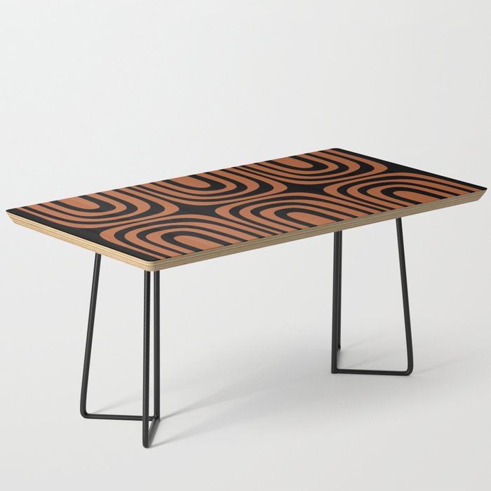 Midcentury Modern Rust and Black Confaab Abstract Pattern Coffee Table Gallery Image 1