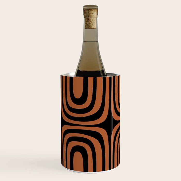 Midcentury Modern Rust and Black Confaab Abstract Pattern Wine Chiller Gallery Image 2