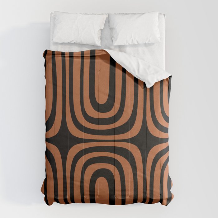 Midcentury Modern Rust and Black Confaab Abstract Pattern Comforter Gallery Image 6