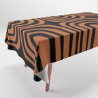 Midcentury Modern Rust and Black Confaab Abstract Pattern Tablecloth Gallery Image 1