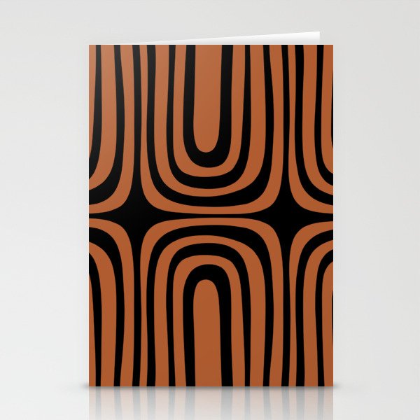 Midcentury Modern Rust and Black Confaab Abstract Pattern Stationery Card Gallery Image 1