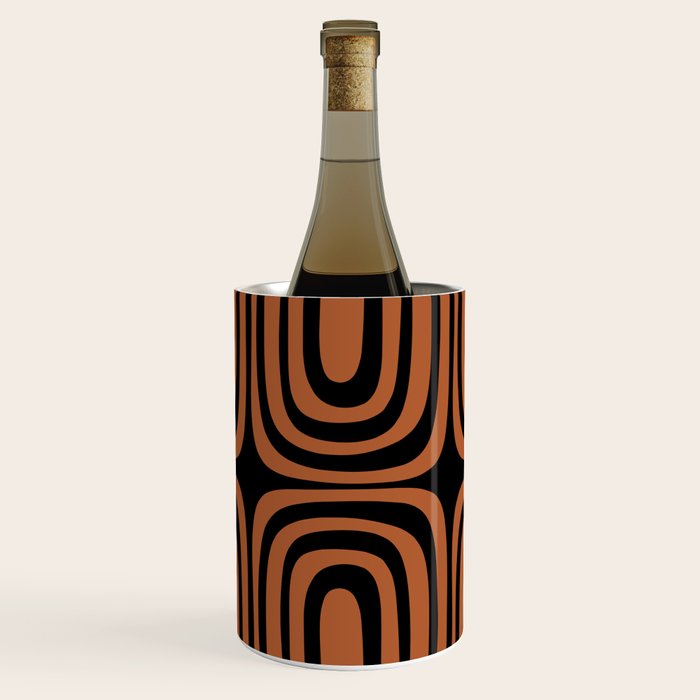 Midcentury Modern Rust and Black Confaab Abstract Pattern Wine Chiller Gallery Image 1