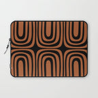 Midcentury Modern Rust and Black Confaab Abstract Pattern Laptop Sleeve Gallery Image 1