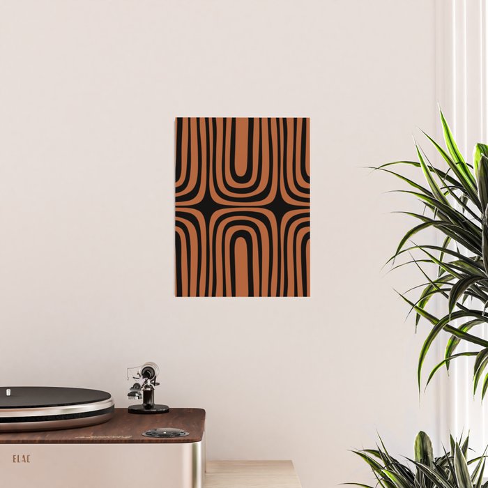 Midcentury Modern Rust and Black Confaab Abstract Pattern Poster Gallery Image 2
