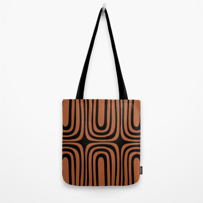 Midcentury Modern Rust and Black Confaab Abstract Pattern Tote Bag Gallery Image 2