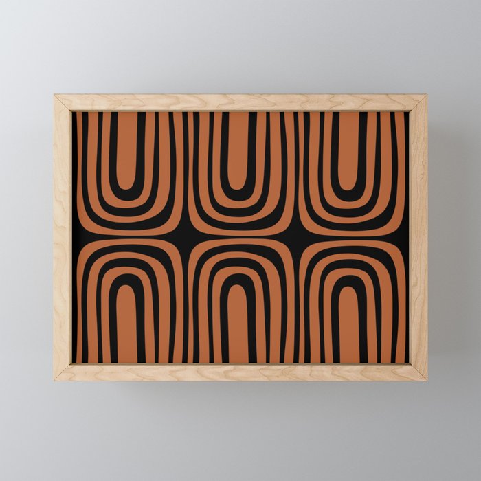 Midcentury Modern Rust and Black Confaab Abstract Pattern Mini Art Print Gallery Image 1