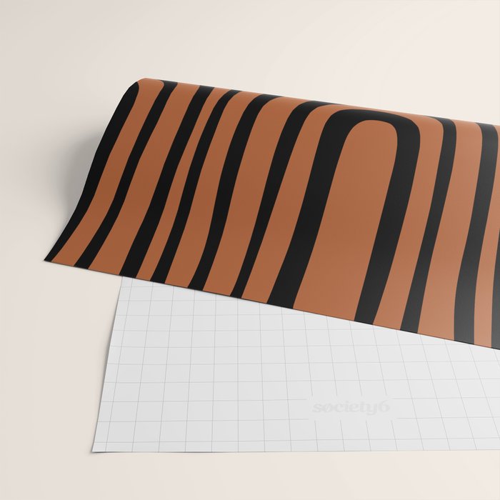 Midcentury Modern Rust and Black Confaab Abstract Pattern Wrapping Paper Gallery Image 2