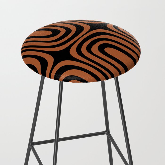 Midcentury Modern Rust and Black Confaab Abstract Pattern Stool Gallery Image 2