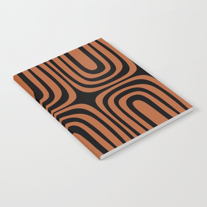 Midcentury Modern Rust and Black Confaab Abstract Pattern Notebook Gallery Image 2