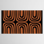 Midcentury Modern Rust and Black Confaab Abstract Pattern Tablecloth Gallery Image 2