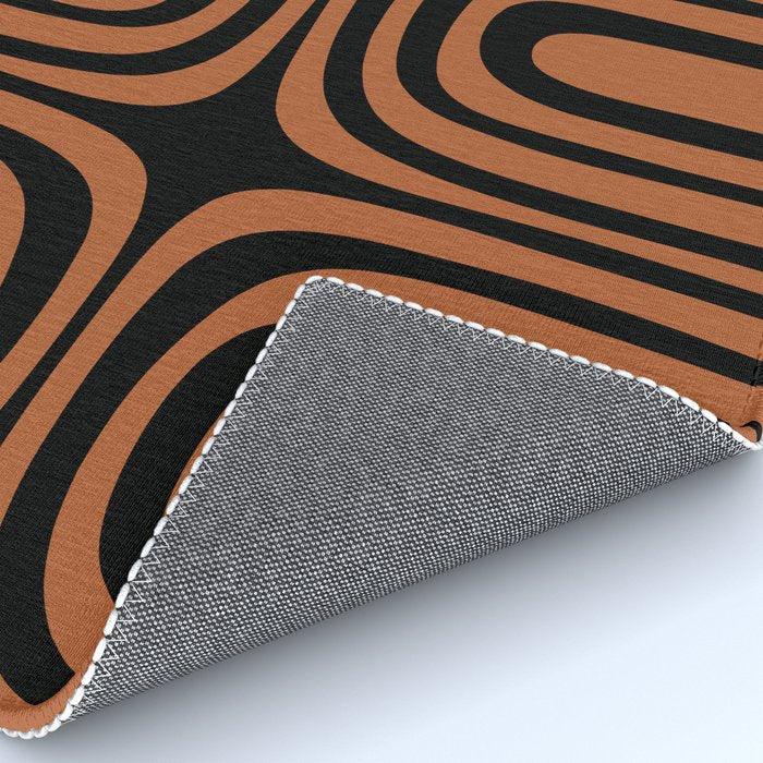 Midcentury Modern Rust and Black Confaab Abstract Pattern Rug Gallery Image 4