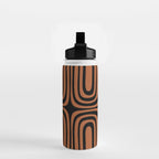 Midcentury Modern Rust and Black Confaab Abstract Pattern Water Bottle Gallery Image 2