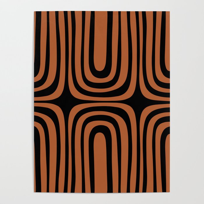 Midcentury Modern Rust and Black Confaab Abstract Pattern Poster Gallery Image 1