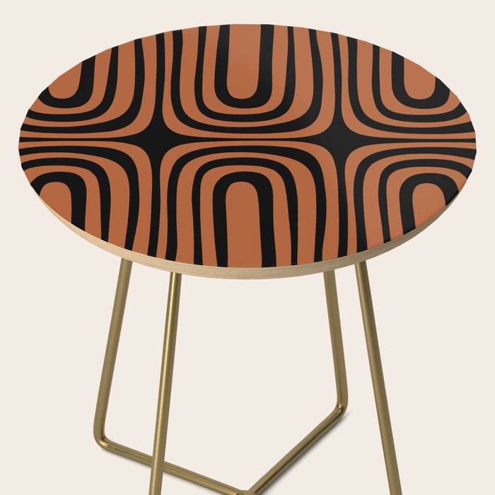 Midcentury Modern Rust and Black Confaab Abstract Pattern Side Table Gallery Image 2