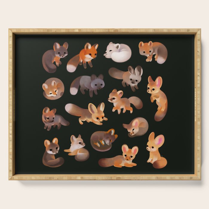 Foxes - dark Serving Tray Gallery Image 1