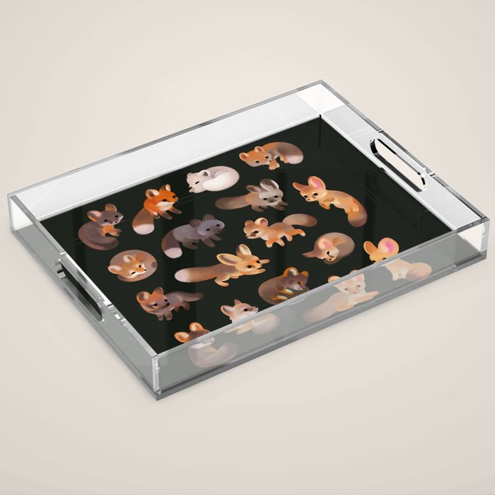 Foxes - dark Acrylic Tray Gallery Image 1