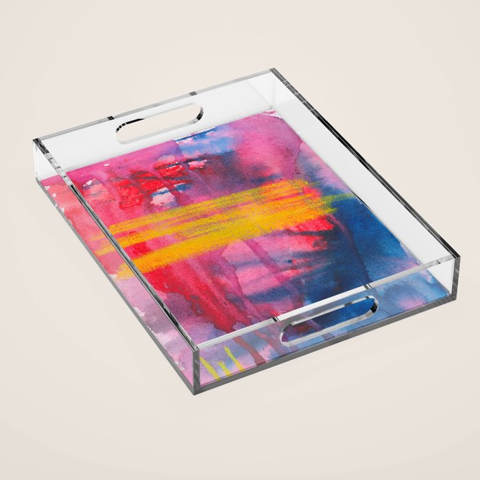 Color Play - abstract watercolor acrylic painting Acrylic Tray Gallery Image 1