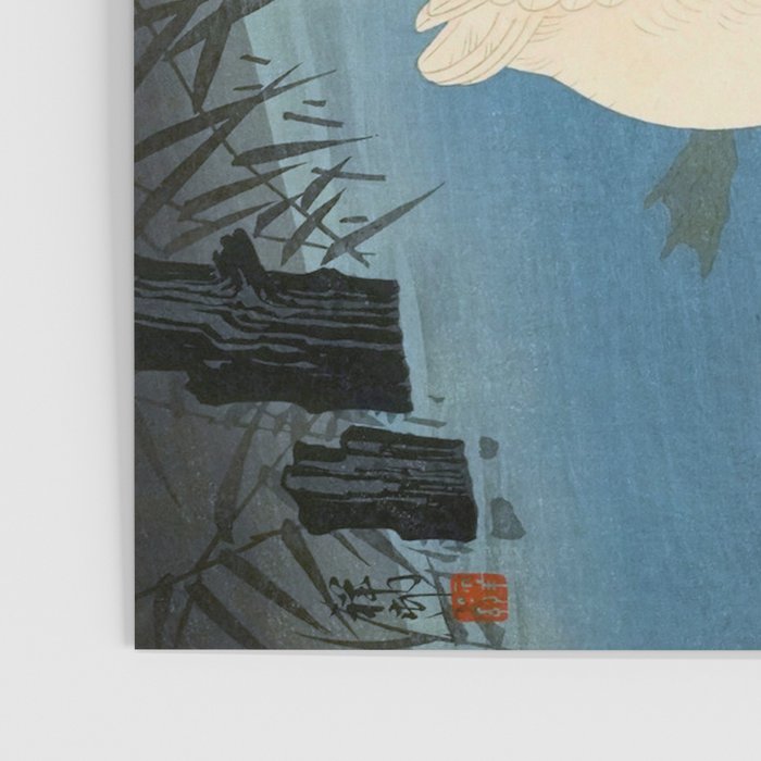 Shoson Two Geese Swimming Near Shore Antique Japanese Woodblock Print  Poster Gallery Image 3