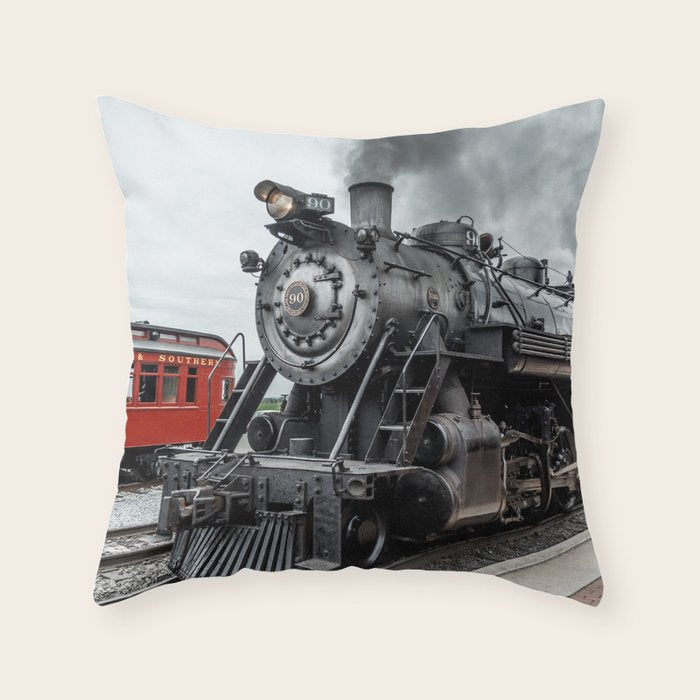 Strasburg Railroad Vintage Steam Locomotive Baldwin Train Engine Pennsylvania Throw Pillow Gallery Image 1