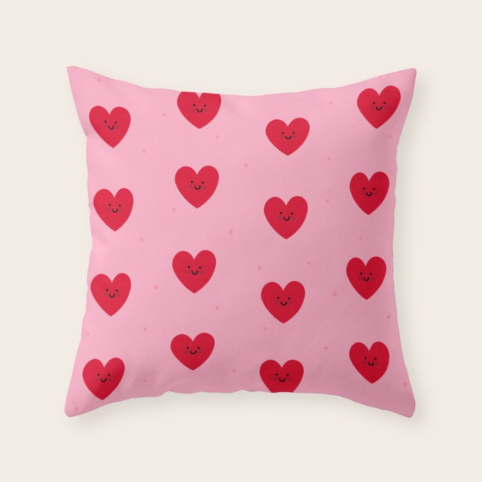 Red Hearts Throw Pillow Gallery Image 6
