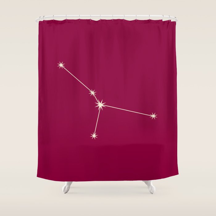 Cancer Zodiac Star Constellation Line Art Magenta Pink Shower Curtain Gallery Image 1