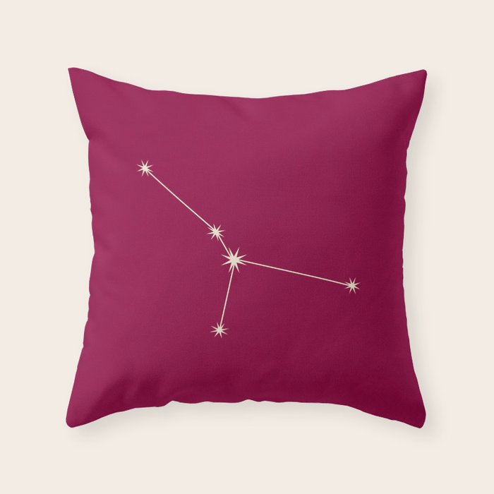 Cancer Zodiac Star Constellation Line Art Magenta Pink Throw Pillow Gallery Image 6