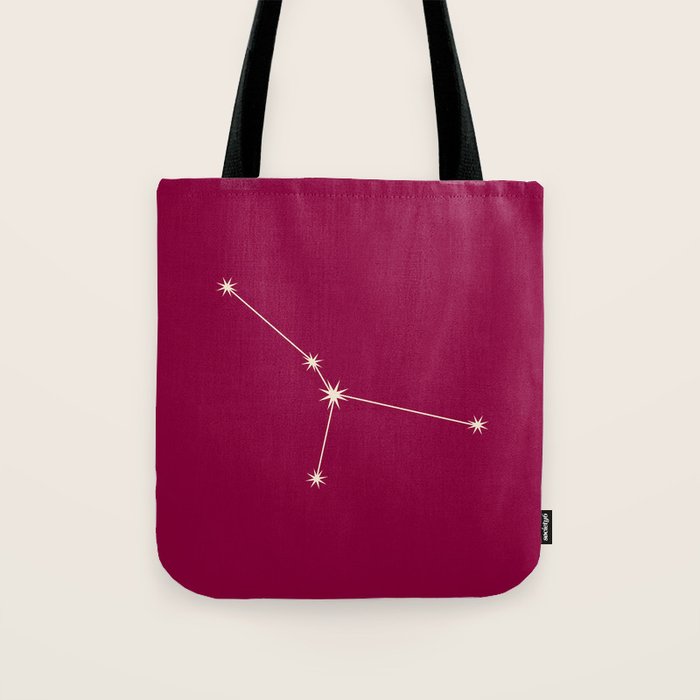 Cancer Zodiac Star Constellation Line Art Magenta Pink Tote Bag Gallery Image 1