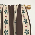 Brown Stripes And Flowers Window Curtain Gallery Image 2