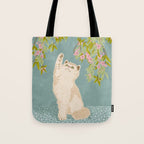 Curious Kitten in Bloom Tote Bag Gallery Image 1