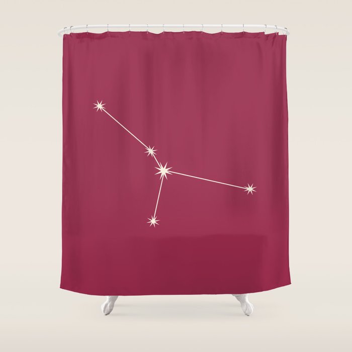 Cancer Zodiac Star Constellation Line Art Pink Shower Curtain Gallery Image 1