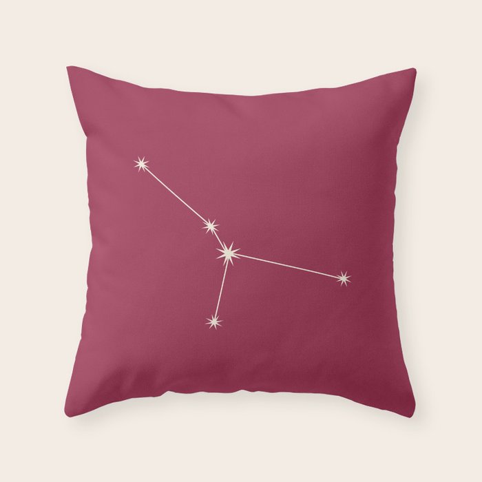 Cancer Zodiac Star Constellation Line Art Pink Throw Pillow Gallery Image 6