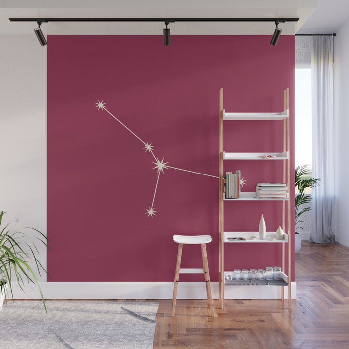 Cancer Zodiac Star Constellation Line Art Pink Wall Mural Gallery Image 1
