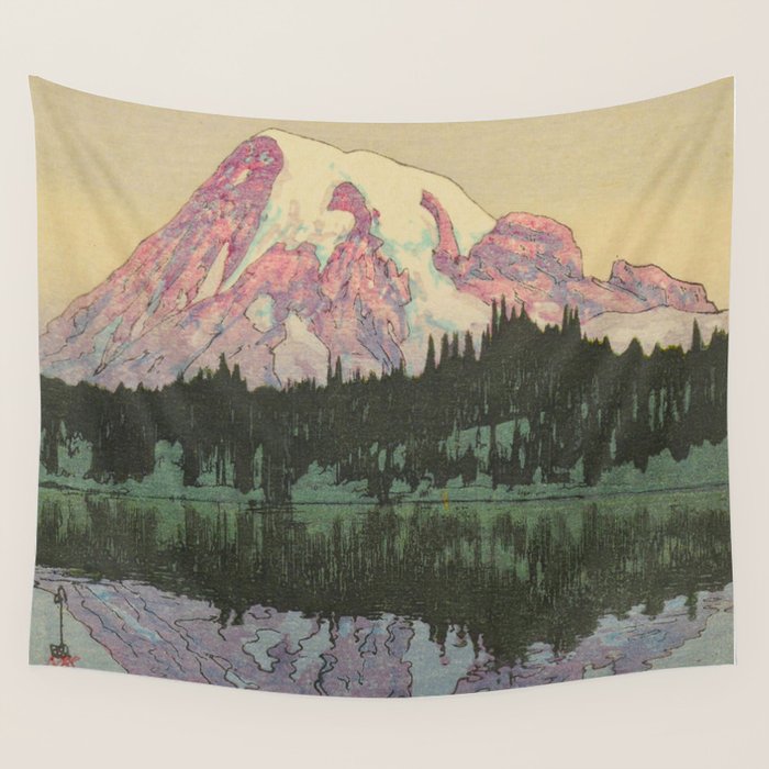 Hiroshi Yoshida Vintage Japanese Woodblock Print Reflection Lake Landscape Wall Tapestry Gallery Image 4