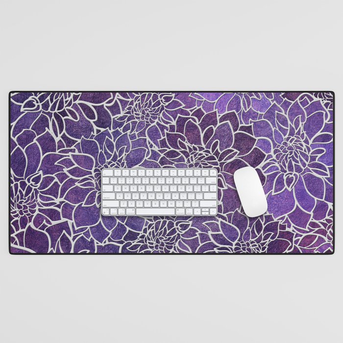 Dahlia Flower Pattern 3 Desk Mat Gallery Image 1