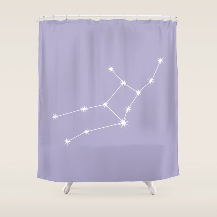 Virgo Zodiac Star Constellation Line Art Pastel Lavender Shower Curtain Gallery Image 1