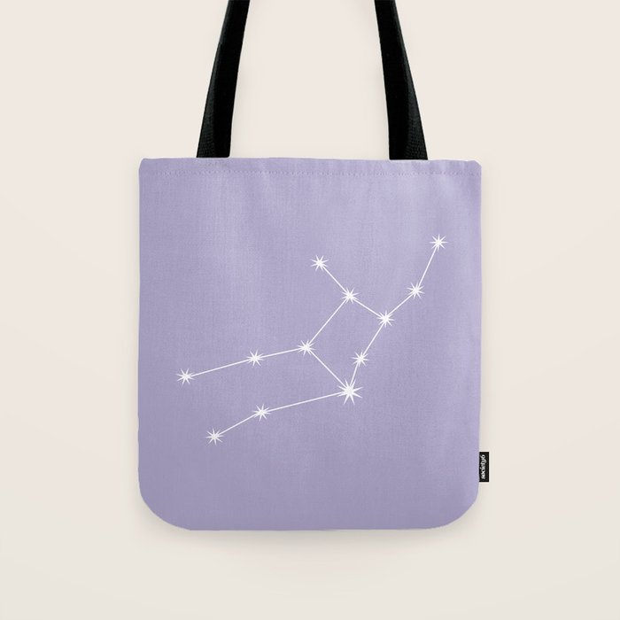 Virgo Zodiac Star Constellation Line Art Pastel Lavender Tote Bag Gallery Image 1