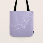 Virgo Zodiac Star Constellation Line Art Pastel Lavender Tote Bag Gallery Image 1