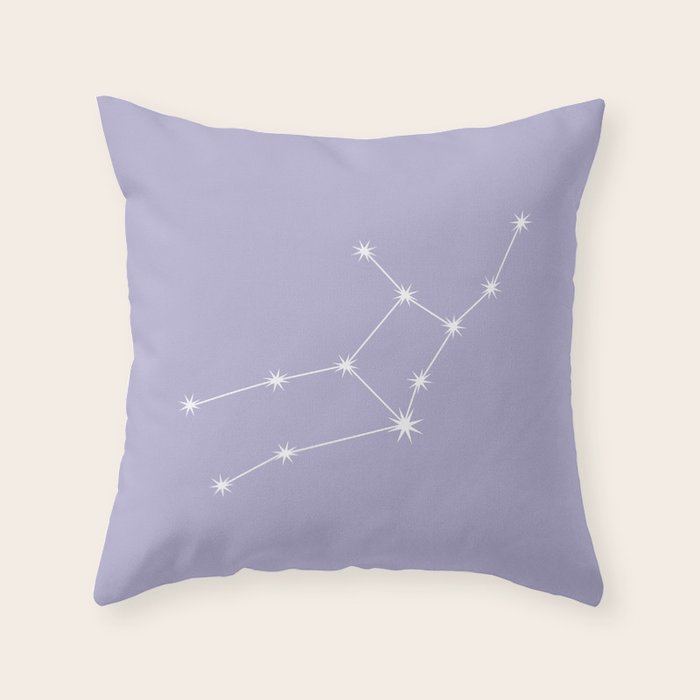 Virgo Zodiac Star Constellation Line Art Pastel Lavender Throw Pillow Gallery Image 6