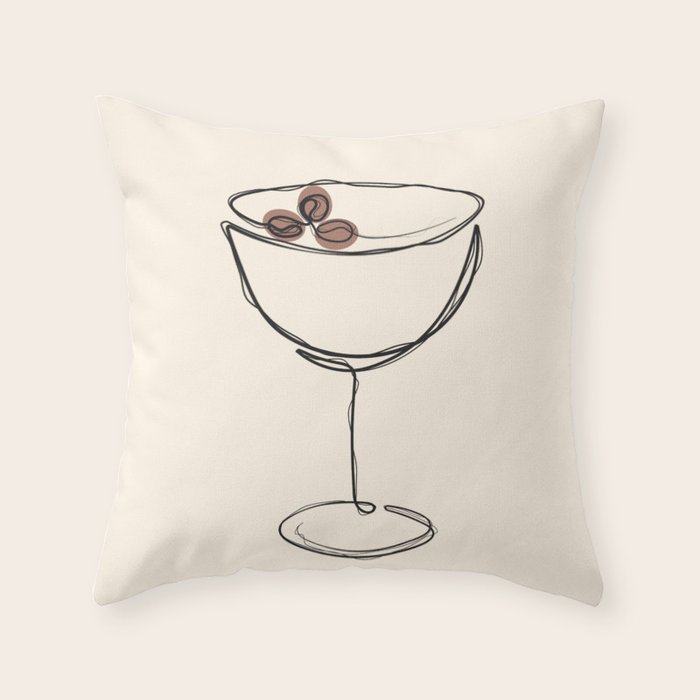 Espresso Martini Cocktail Drink Line Art Throw Pillow Gallery Image 1