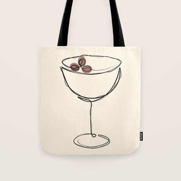Espresso Martini Cocktail Drink Line Art Tote Bag Gallery Image 1